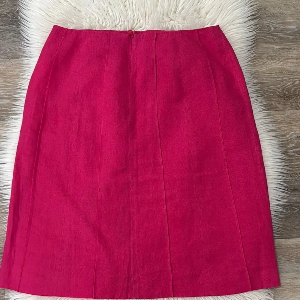 Talbots Elegant Fuchsia 100% Linen Skirt Size 8